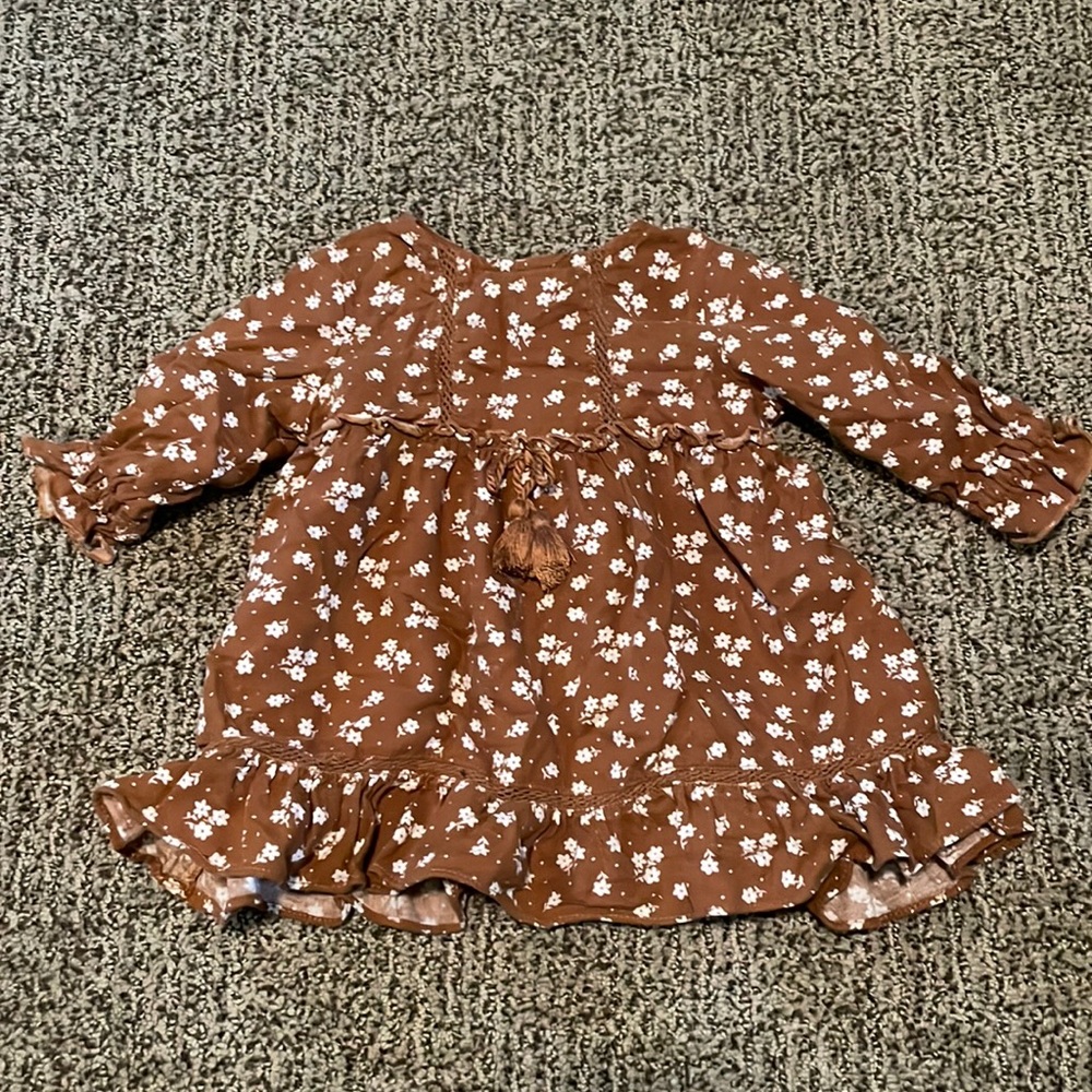 Rylee + Cru Brown Floral Long-Sleeve Dress